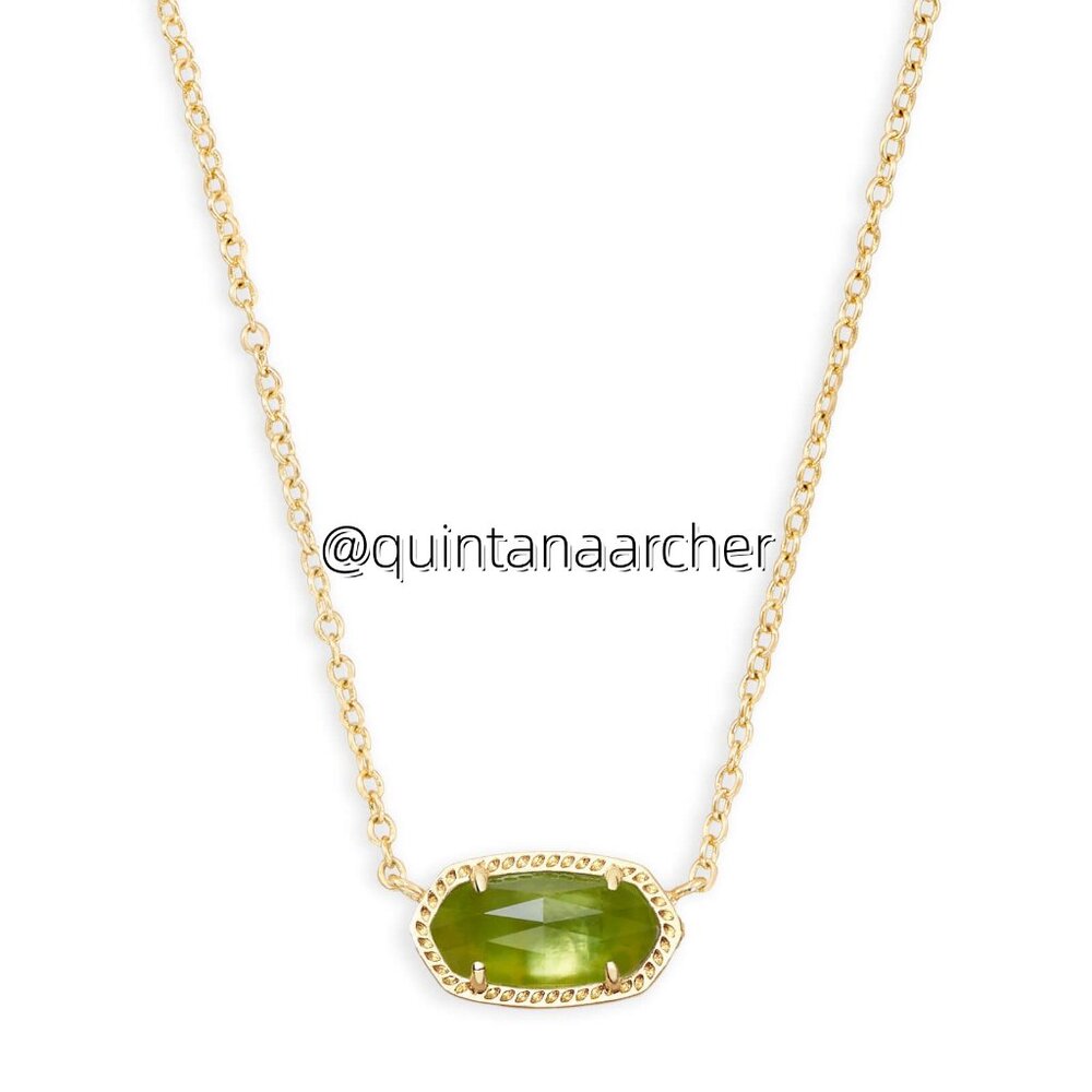 Elisa Gold Pendant Necklace in Peridot Illusion